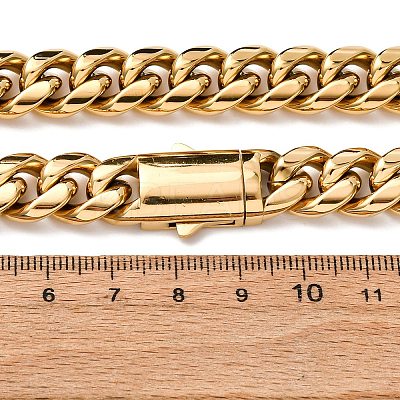 12MM 304 Stainless Steel Cuban Link Chain Necklaces for Unisex NJEW-K295-02C-G-1