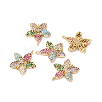 Rack Plating Brass Micro Pave Colorful Cubic Zirconia Pendants ZIRC-C040-26G-1