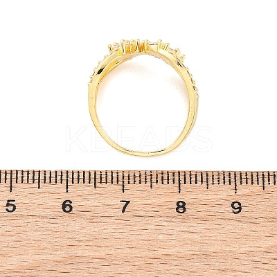 Brass Micro Pave Clear Cubic Zirconia Cuff Rings for Women RJEW-U047-02G-1