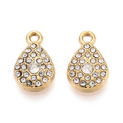 304 Stainless Steel Rhinestone Charms STAS-N110-36G-1