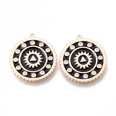 Brass Micro Pave Clear Cubic Zirconia Pendants KK-N232-197-NF-1