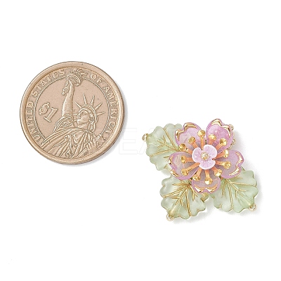 Brass Glass Seed Beaded Flower Pendants PALLOY-MZ01118-03-1