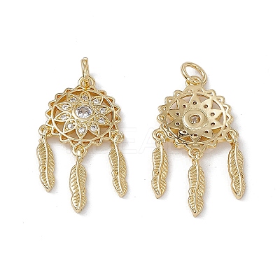 Brass Clear Cubic Zirconia Pendants KK-E068-VA248-2-1