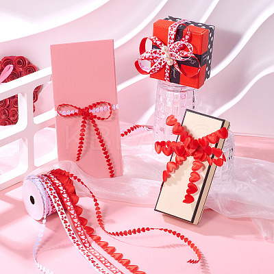 3 Rolls 5 Styles Valentine's Day Polyester Lace Ribbons OCOR-TA0002-19-1