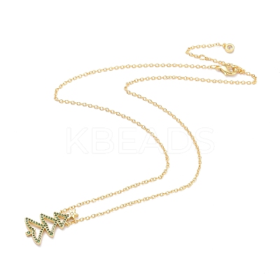 Brass Micro Pave Cubic Zirconia Pendant Necklaces for Christmas ZIRC-I053-15G-1