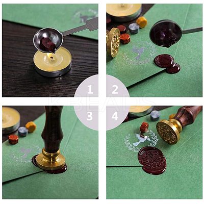 Brass Wax Seal Stamp AJEW-CP0002-04-D016-1