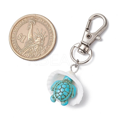 Synthetic Turquoise Starfish Turtle & Shell Pendant Decorations HJEW-JM03178-1
