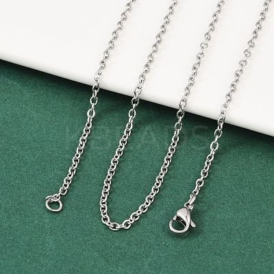 Non-Tarnish Classic Plain 304 Stainless Steel Mens Womens Cable Chain Necklace Making STAS-P045-01P-A-1