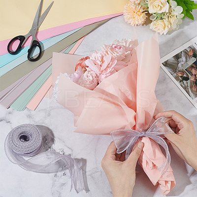 80Pcs 8 Colors Flower Gift Wrapping Paper DIY-CU0001-01-1