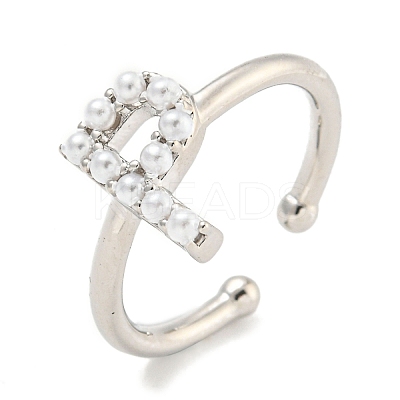 Rack Plating Brass Open Cuff Rings for Women RJEW-F162-01P-P-1