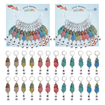 Alloy Enamel & Acrylic Pendant Locking Stitch Markers HJEW-AB00107-1