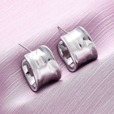 Brass C-Shaped Stud Earrings EJEW-R025-37P-1