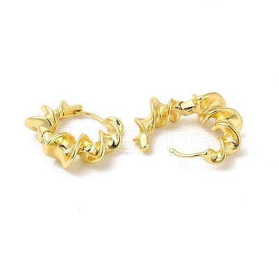Rack Plating Brass Twist Round Hoop Earrings for Women EJEW-E270-20G-1