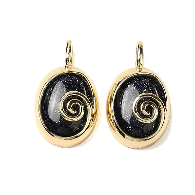 Synthetic Blue Goldstone Oval Pendants G-K371-01G-04-1