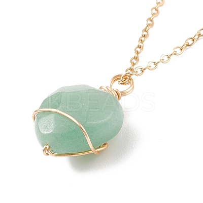 Gemstone Heart Pendant Necklaces NJEW-JN03896-1