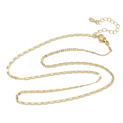 2MM Brass Textured Oval Link Chain Necklaces NJEW-P339-01A-G-1