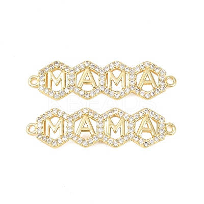 Mother's Day Brass Micro Pave Clear Cubic Zirconia Connector Charm KK-F931-27D-G-1