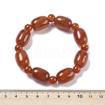 Natural Carnelian Bead Stretch Bracelets G-P570-01G-1