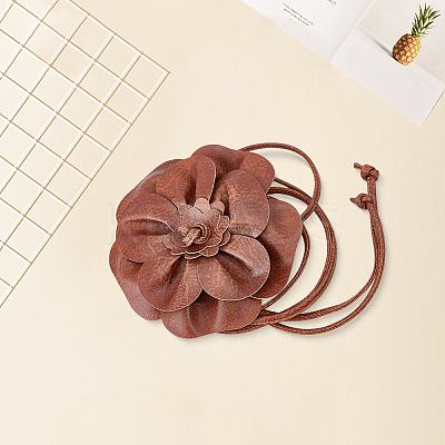 PU Leather Flower Knot Tie Waist Belts AJEW-GF0014-11A-1