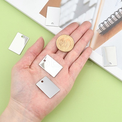 Tarnish Resistant 201 Stainless Steel Rectangle Mirror Polished Finish Stamping Blank Tag Pendants STAS-S031-01-1