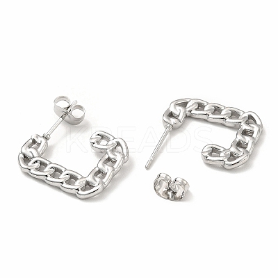 Non-Tarnish 304 Stainless Steel Chain Shape Stud Earrings LS-EJEW-F283-03P-1