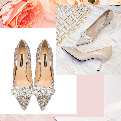 2Pcs Alloy Rhinestone Shoe Decorations AJEW-FG0003-73B-1