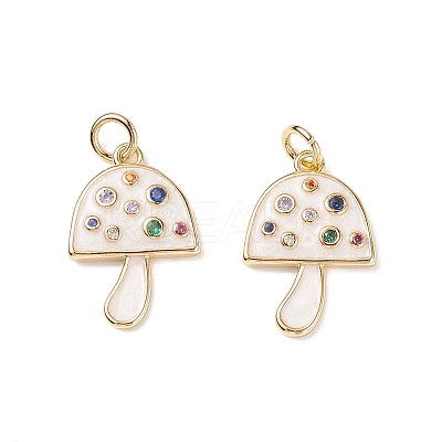 Brass Micro Pave Colorful Cubic Zirconia Pendants X-KK-C100-09G-1