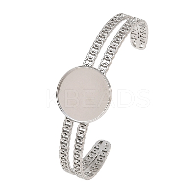 304 Stainless Steel Blank Cuff Bangle Bases with Flat Round Tray SA-CBA82C8-05C-P-1