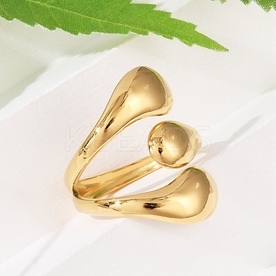 Teardrop 304 Stainless Steel Open Cuff Rings RJEW-R018-01G-01-1