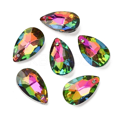 Faceted Teardrop Glass Pendants GLAA-O008-B19-1
