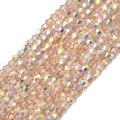 AB Color Plated Transparent Glass Beads Strands GLAA-G127-01H-1