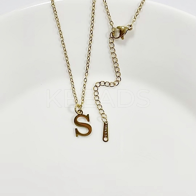 304 Stainless Steel Letter Pendant Necklaces NJEW-WH0027-26S-G-1
