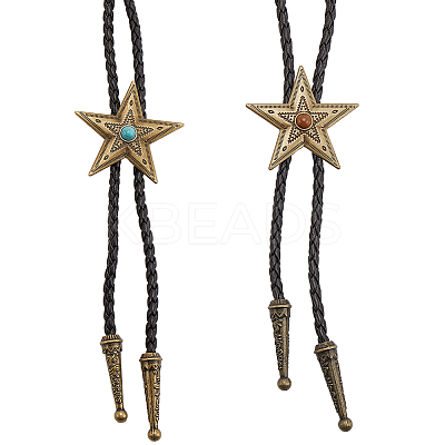2Pcs 2 Styles Star Lariat Necklace for Men Women NJEW-GF0001-09-1