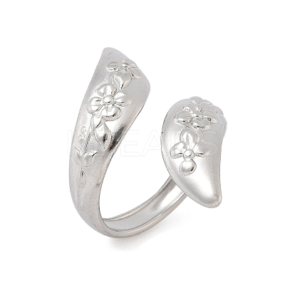 304 Stainless Steel Open Cuff Rings for Women RJEW-A079-12B-P-1