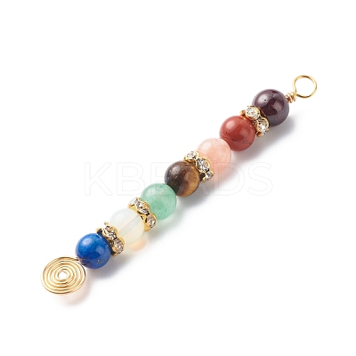 7 Chakra Mixed Gemstone Copper Wire Wrapped Big Pendants PALLOY-JF01899-01-1