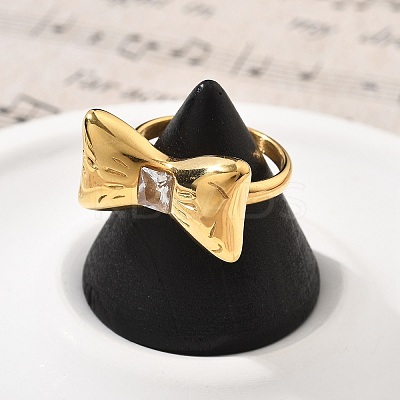 304 Stainless Steel Glass Finger Rings RJEW-Q012-22G-1