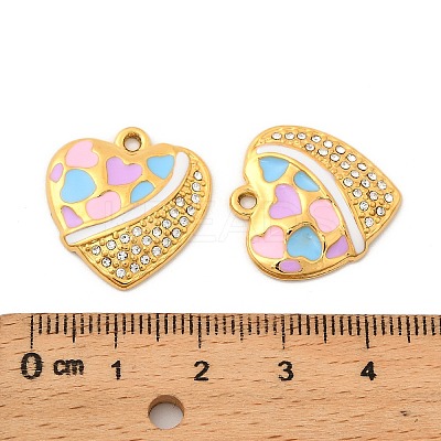 304 Stainless Steel with Crystal Rhinestone Enamel Pendants STAS-G358-11G-1
