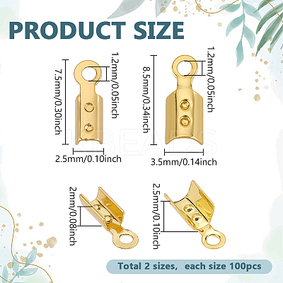 200Pcs 2 Colors Brass Cord Ends KK-PH0012-89G-1