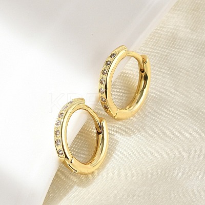 Brass Micro Pave Clear Cubic Zirconia Hoop Earrings EJEW-D311-145G-1