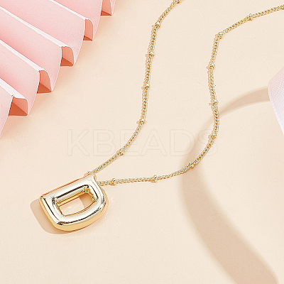 1pc Brass Chain with Alloy Letter Pendants Necklaces NJEW-LP0001-41D-G-1