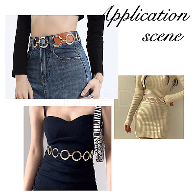 2Pcs 2 Colors Alloy Ring Link Chain Waist Belts FIND-FH0008-49-1