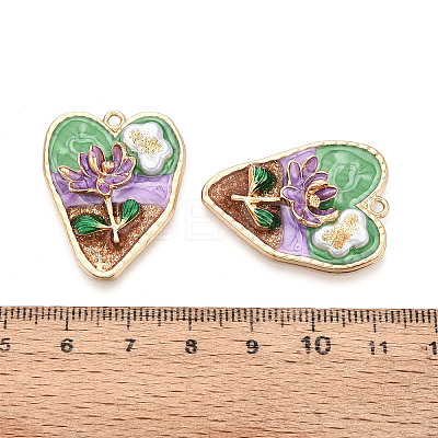 Rack Plating Alloy Enamel and ABS Imitation Pearl and Glitter Powder Pendants ENAM-T091-63A-1