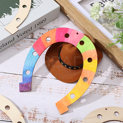 Horseshoe Wood Pendant Decorations WOOD-WH034-90-1