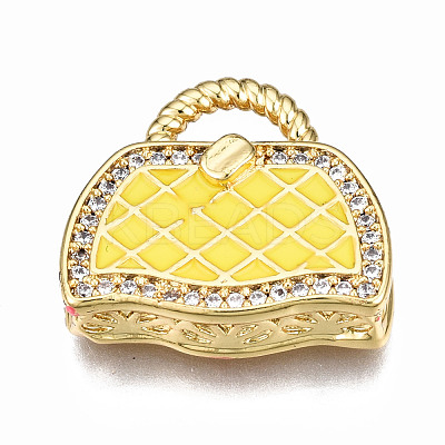Brass Micro Pave Cubic Zirconia Enamel Pendants ZIRC-Q200-021F-NF-1
