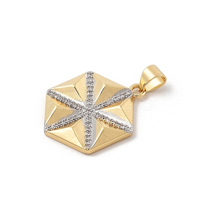 Brass Micro Pave Cubic Zirconia Pendants KK-U047-21GP-1