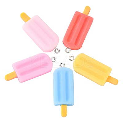 40Pcs 5 Colors Opaque Resin Pendants RESI-CJ0002-99-1