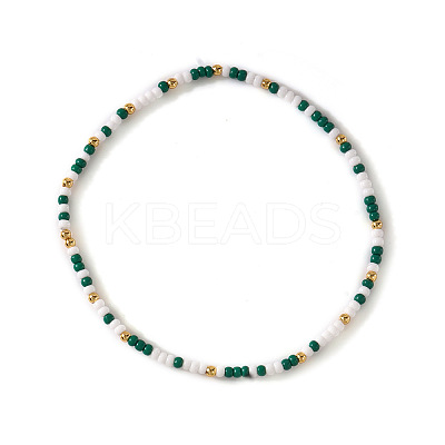 St. Patrick's Day Brass & Glass Seed Bead Stretch Bracelets for Women MR9061-3-1