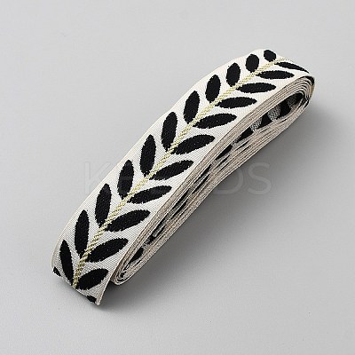 Ethnic Style Floral Pattern Embroidery Polyester Ribbons OCOR-WH0104-25C-1