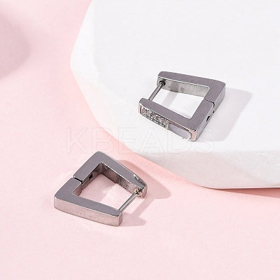 304 Stainless Steel Clear Cubic Zirconia Trapezoid Hoop Earrings EJEW-D331-17P-1
