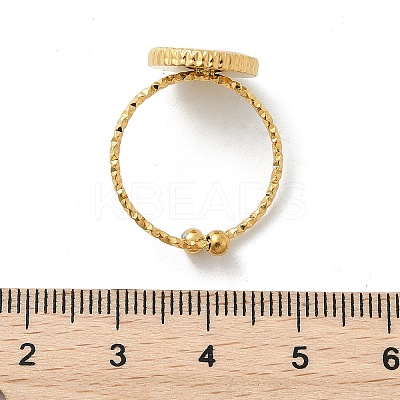 Flat Round 304 Stainless Steel White Shell Cuff Rings for Women RJEW-G346-10G-02-1